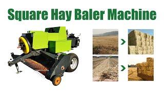 Square hay baler machine for baling hay, rice straw, corn talk, Alfalfa, etc.