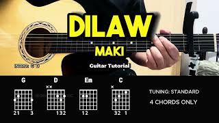 Dilaw - Maki | SUPER EASY! Guitar Chords Tutorial For Beginners (CHORDS & LYRICS) #guitarlesson