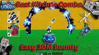 Best Kitsune Combo With God Human,Sanguine ART + Fox Lamp,TTK | Blox Fruits Bounty Hunting Easy 30M