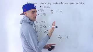 MPM2D (Grade 10 Academic Math) - Solve Linear System with Substitution and Fractions