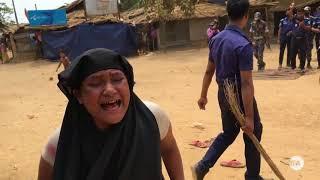 Bangladesh security beat Rohingya women in the protest against Win Myat Aye, Myanmar Union Minister