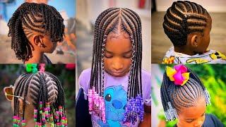 2024 Best Natural Hair Styles For Black Kids | Latest Kids Cornrow Hairstyle Ideas️