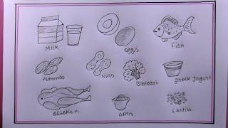 how to draw sources of protein/protein food drawing