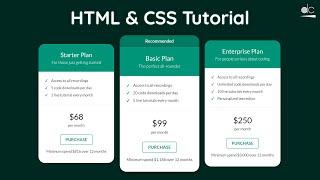 How to Create a Pricing Plans Table - HTML & CSS Tutorial (Web Design)