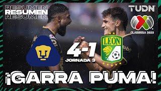 Resumen | Pumas UNAM 4 - 1 León | Liga MX - Clausura 2023 - Jornada 3 | TUDN México