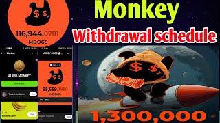 MONKEY Tokens Withdrawal schedule I monkey telegram bot withdrawal I monkey token airdrop withdrawal