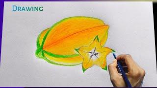 Star Fruit Very Easy Drawing Tutorial By Colour Pencil |How To Draw Star Fruit|G Gallantry Official