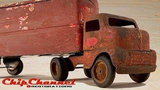 1948 Tonka Toy Transport Semi Truck and Trailer Restoration COE Cab Over Engine 4K