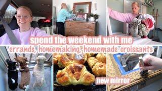 BUSY WEEKEND VLOG / ERRANDS, HOMEMAKING, HOMEMADE CROISSANTS, NEW MIRROR UPCYCLE