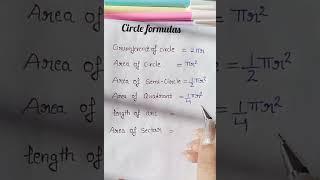 #Circle Basic formulas  #Basic Math #YouTube Shorts