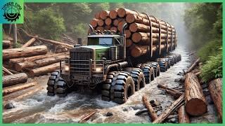 Extreme Dangerous Huge Wood Logging Truck Driving Skill | Amazing Heavy Equipment Operator Truck #1