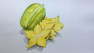 Star Fruits Drawing in Color Pencils | Fruit Drawing | Color Pencil Drawing