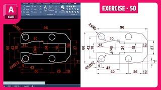 AutoCAD 2D Exercise 50 – Learn Drawing from Scratch (Easy for Beginners