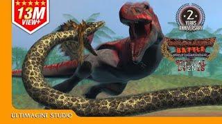 T–rex vs titanoboa snake animal fight @DiscoverychannelInd