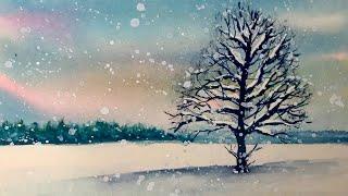 Atmospheric Winter Tree Watercolour Tutorial