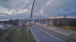 Broomhall Way Footbridge: watch time-lapse footage of the new bridge being lifted into place