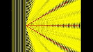 Geometry for a diffraction grating, formula for interference maxima, demonstrations and example.