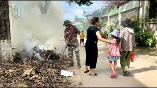 Help the preschool teacher clean up too much trash and dry leaves in front of her house