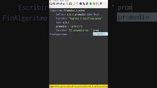 Algoritmo para calcular el promedio de 3 calificaciones #Shorts