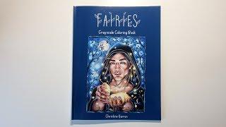 Fairies GRAYSCALE Coloring Book by Christine Karron flip through book trailer