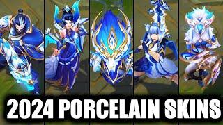 All New Porcelain Skins Spotlight 2024 Aurelion Sol Kindred Irelia MF Morgana Darius Graves (LoL)