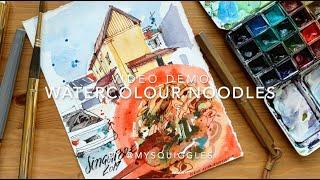 Sketch Demo video:  Memory of the Noodles in watercolour