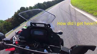 Almost colliding with a Panigale/ What's it like taking an adventure bike to the track? It's wild!