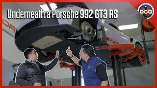 Explore the Porsche 992 GT3 RS on a lift — see the tech from underneath!