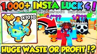 *NO JOKE* USING OVER 1,000x INSTA LUCK 4s in PETS GO!! (Roblox)