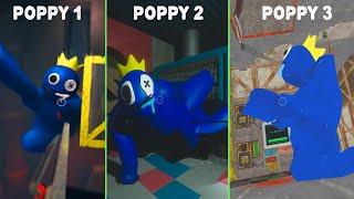 ALL JUMPSCARES + ESCAPE ENDINGS MOD BLUE ROBLOX RAINBOW FRIENDS - Poppy Playtime Chapter 3 2 1