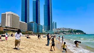 [4K] 부산 해운대 해수욕장 시원한 파도소리 산책 Korea Busan Haeundae Beach walk