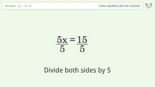 Solve 5x-9=6: Linear Equation Video Solution | Tiger Algebra