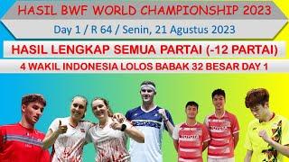 Hasil BWF World Championship 2023 Hari Ini │ DAY 1 / R64 │ 4 Wakil Indonesia Lolos Babak 32 Besar │