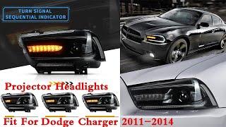 VLAND LED Projector Headlights For Dodge Charger 2011-2014 With Sequential Turn Signals