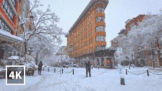 Snowstorm in Downtown Vancouver️，Snowy Walk in Gastown 2024【4K HDR】BC Canada (Sounds Of Snowfall)