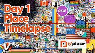 Official r/place canvas timelapse: day 1