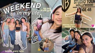 WEEKEND IN MY LIFE | knott’s scary farm, warner’s bros studio, working out, + college apps