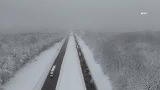 Traffic at Standstill Along I-84 as Snowstorm Shutsdown Highway - PA