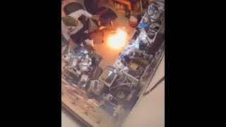 Footage of an explosion at a communications devices store in Beirut