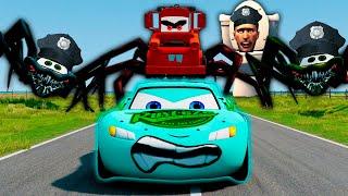 Epic Crazy Car Collisions and Spider Showdowns: Lightning McQueen's Thrilling Journey! BeamNG.Drive