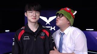 Real-life reaction of a Korean report who meets Faker for real... Legendary broadcast mistake