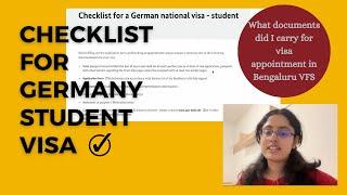Germany Student visa application checklist for students coming from India