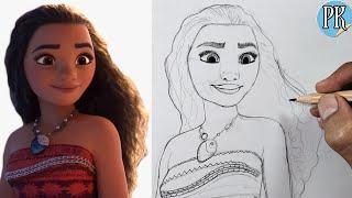 How to draw MOANA disney princess// easy step by step