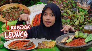 NIKMAT PISAN! MUKBANG KAREDOK LEUNCA + SAMBAL DADAK PAKE IKAN ASIN JENGKOL TERONG BALADO 