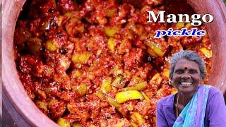 நீண்ட நாள் கெடாமலிருக்கும் மாங்காய் ஊறுகாய் | Mango Pickle Recipe in Village #MangoPickle