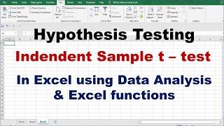 Independent Sample t-test using Excel | Hypothesis Testing