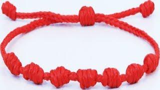 How to bracelets with string kabbalah red Lucky bracelet Amulet 7 Knots macrame design tutorial diy