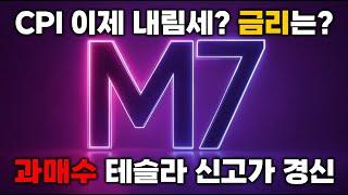 미국 #소비자물가지수 진정세? #채권금리 왜 상승? 과매수 M7 #테슬라 최고가 경신!  #애플 자체 #AI반도체 #브로드컴 개발 계획