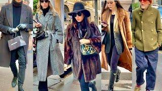 +8°C WINTER 2025 STREET FASHION ITALY WINTER OUTERWEAR OF MILANESE FASHIONISTAS #milanstreetstyle