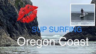 Stand Up Paddleboard surfing The Oregon Coast￼